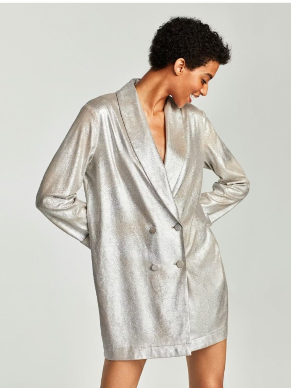 ZARA Faux Suede Metallic Blazer Dress 2017 Collection